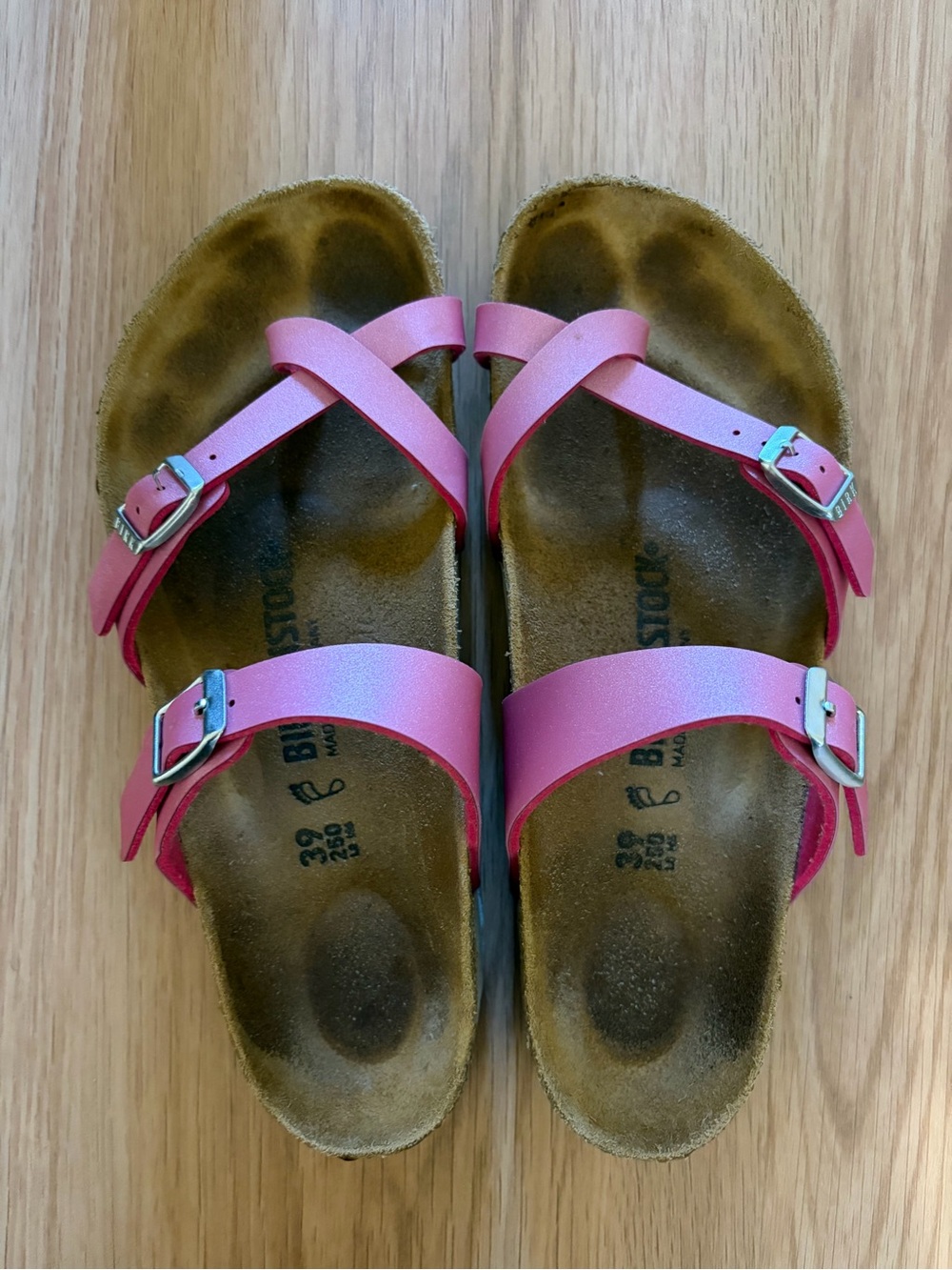 Birkenstock Pink Crisscross Buckle Sandals